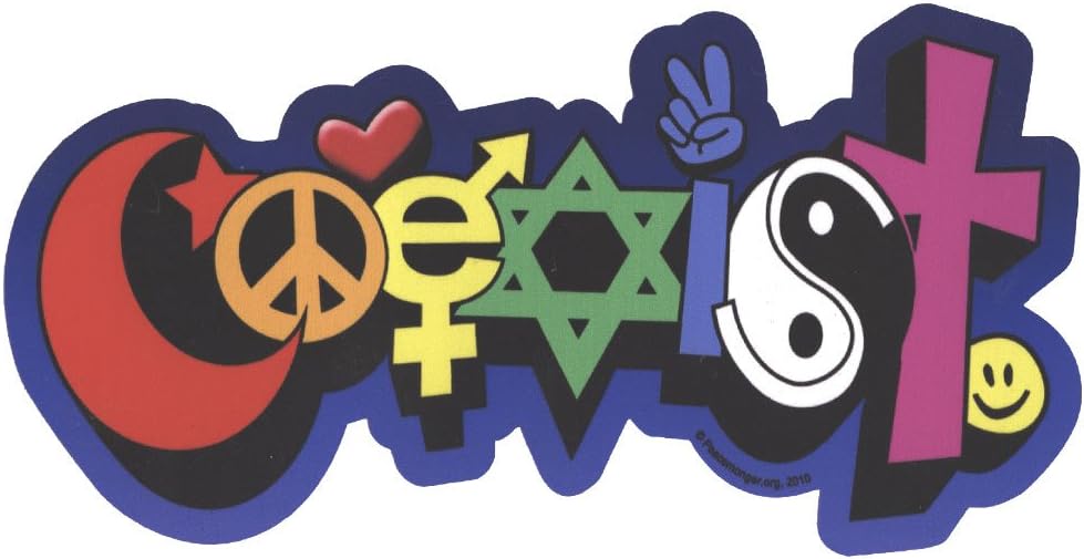Happy Coexist Peace Sign Bubble Street Art Color Bumper Sticker