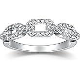 LOIPURI Moissanite Wedding Bands for Women,White Gold D Color VVS1 Wedding Rings,Half Eternity Twist Chain Ring, Stackable Non-Tarnish Anniversary Promise Ring Sizes 5-10
