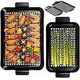 Ayiusideza 2PCS Grill pan, BBQ Grill Topper for Outdoor Grill with Hole, Non-stick enamel coating, suitable for picnicking, c