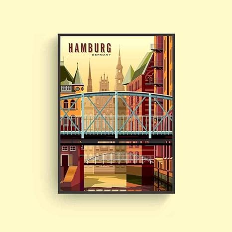 Amazon Co Jp ヴィンテージアートギリシャイタリアドイツレトロポスター都市風景画イラスト 60x90cm No Frame ホーム キッチン