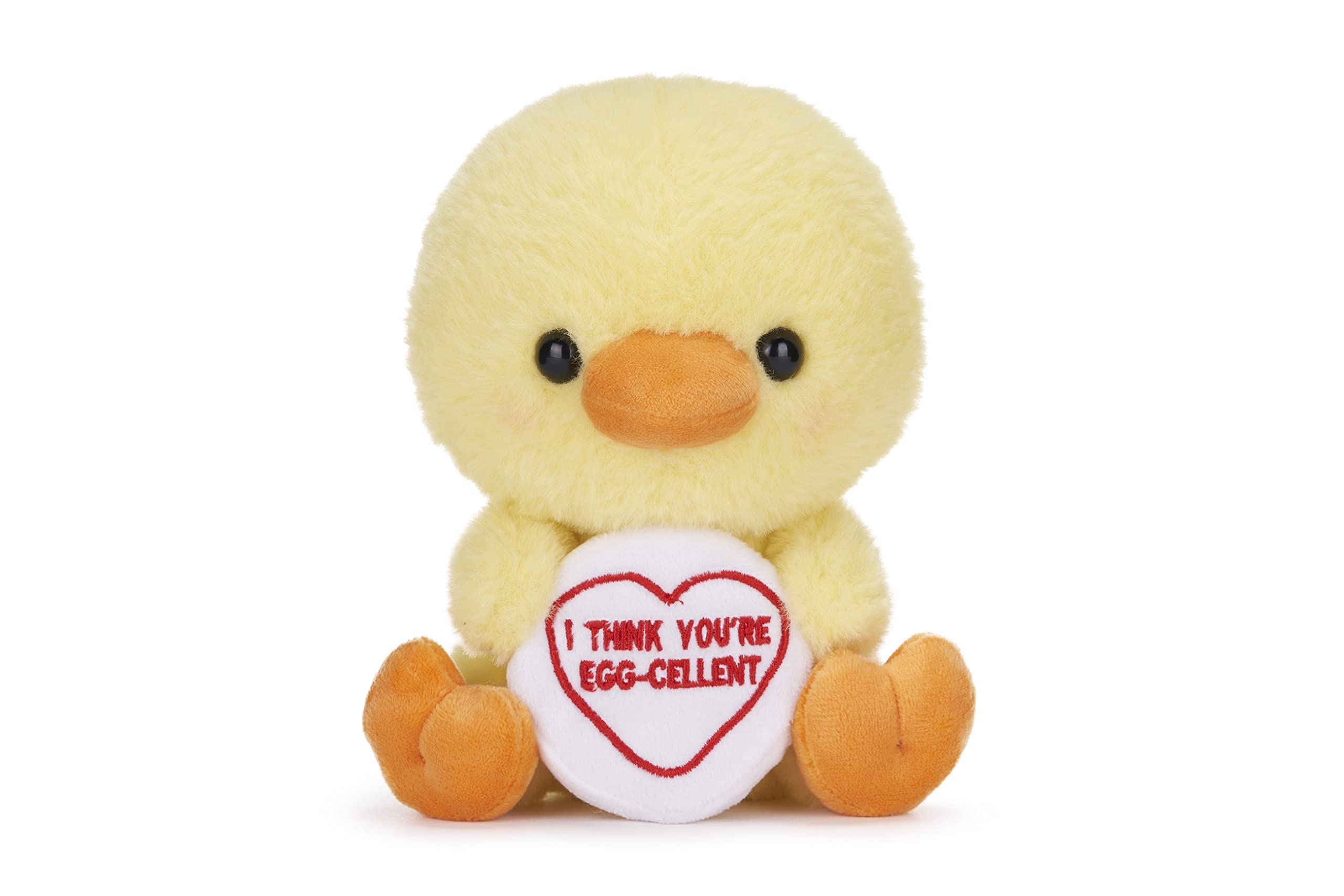 Swizzels Love Hearts 18cm (7-Inch) Baby Chick ‘I THINK YOU’RE EGG-CELLENT’ Plush Soft Toy