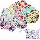 Asenappy Random Prints Adjustable Snaps Reusable Menstrual Pads - 9 pcs Three Size Cloth Sanitary Pads with 1 Bag