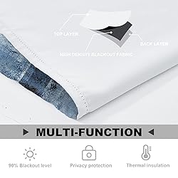 Batmerry Blue Abstract Grey Valance Curtains, Grey