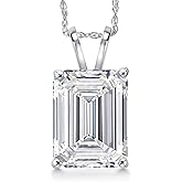 Gem Stone King 4.00 Ct IGI Certified Emerald Cut Lab Grown Diamond Pendant Necklace For Women | 14K White Gold | E-F Color | VS1-VS2 Clarity | Gold Necklace For Women | With 18 Inch Gold Chain