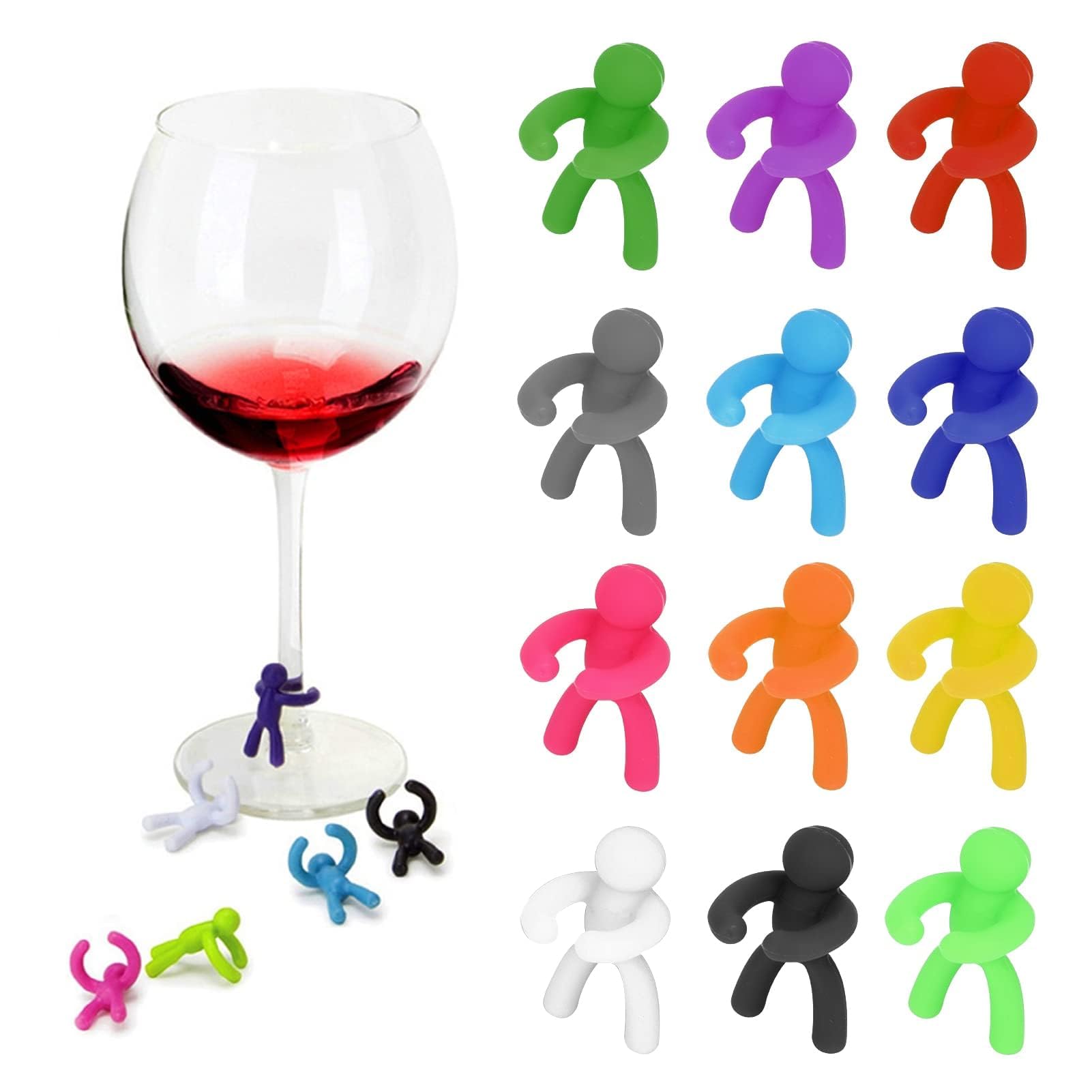 12Pcs Wine Glass Charms for Drinks,Wine Glass Marker, Drink Markers,Party Wine Glass Markers Glass Identifier Reusable Glass Tags Drink Charms for Champagne Flutes Cocktails Glasses