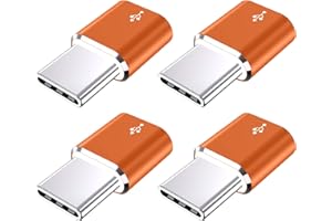 JXMOX USB Type C Adapter (4-Pack), Micro USB Female to USB C Male Convert Connector Fast Charging Compatible with Samsung Galaxy S10 S9 S8 Plus,Note 9 8,Pixel 2 3 XL,LG V40 V20 G5,Moto Z2 Z3 (Orange)