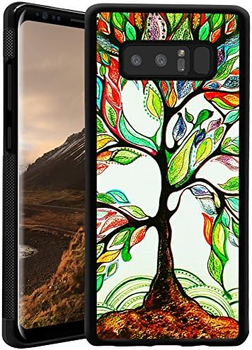 Samsung Galaxy Note 8 Case Colorful Tree, PC and TPU Shockproof Slim Anti-Scratch Protective，Dual layer Rugged Case Non-slip Grip ，Black