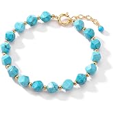 MYEARS Gemstone Beaded Bracelets for Women | Colorful Beads Bracelets, Boho Handmade Beaded Bracelets, 14K Gold Plated Clasp, Stackable Summer Beach Jewelry