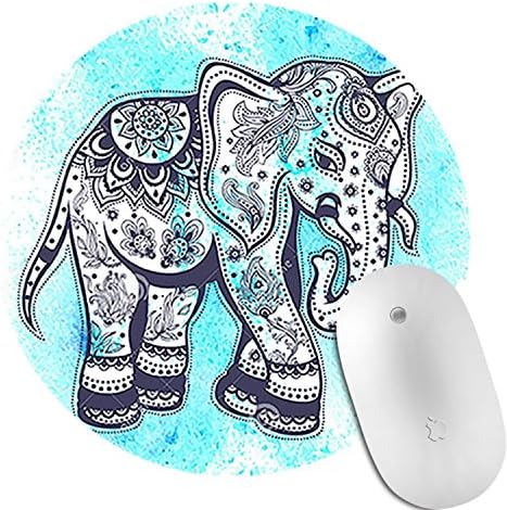 Pretty Round Mouse Pad Premium Quality Pattern Anti Slip Rubber Desktop Working Mouse Pad Gaming Computer PC Mouse Mat Size 7.9inX7.9in (Cute Elephant)
