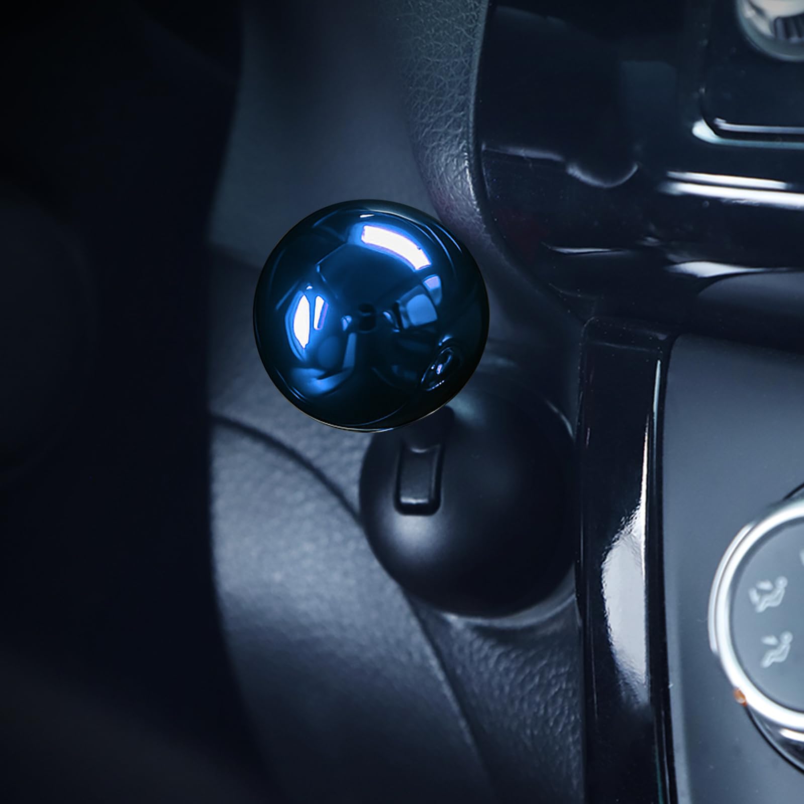 Photo 1 of ?????????Push Start Button Cover Metallic Blue Car Joystick Push to Start Car Joystick Starter Engine Start Stop Button Cover Car Ignition Button Cover Car Accessories Interior Decorations