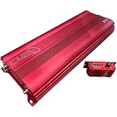 DOWN4SOUND JP23 V1.5 Elite RED | Monoblock Amplifier - 2300W RMS, 1-Ohm Stable, Linkable for Car Audio Systems, High-Performance Bass Amplifier for 2000W Subwoofer Setup