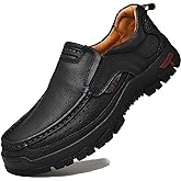 Venshine Mens Walking Shoes Leather Lightweight Breathable Casual Slip On Loafers