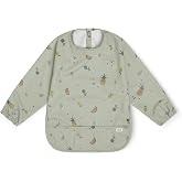 Lalo Long Sleeve Smock Bib, Machine Washable, Waterproof, 6M-2Y | Baby Long Sleeve Smock Bib, Catcher Pocket, Recycled Polyester, Machine Washable, Sage Fruit Size 6M-2Y