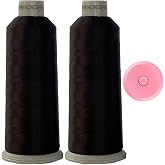 Madeira Embroidery Thread - Madeira 1800 - (2 Pack) Black Embroidery Thread - 5500Yd for All Purpose Sewing - Cone - Huge Spool Embroidery with GARIZZE Tape Measure