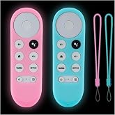 2Pack Gavyqier Remote Cover for 2020 Chromecast with Google TV Voice Remote | Glow in the Dark,Glow Pink &amp; Glow Sky Blue,Anti-Slip,Shockproof,Glow in the Dark,TV remote controls