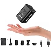 Mini Portable Electric Air Pump for Inflatables-5 Universal Nozzles,Rechargeable Inflator-Fast Inflate/Deflate Pool Floats/Sleeping Pad/Air Mattress Bed/Camping Gear/Travel & Home Storage Vacuum Bags