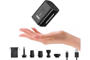 AIRSPIRIT Mini Portable Electric Air Pump for Inflatables-5 Universal Nozzles,Rechargeable Inflator-Fast Inflate/Deflate Pool Floats/Sleeping Pad/Air Mattress Bed/Camping Gear/Travel & Home Storage Vacuum Bags