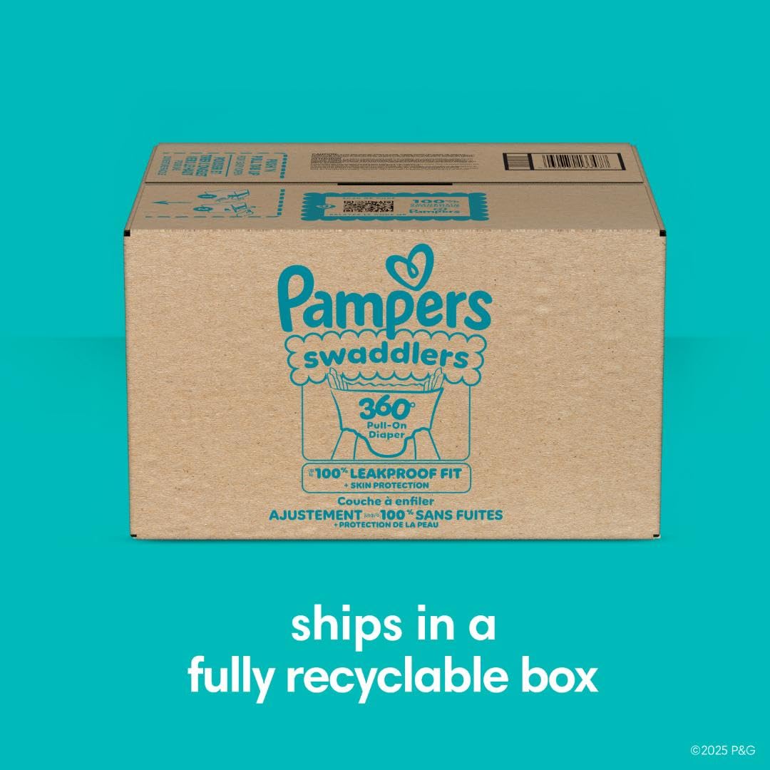 Pampers Diapers - Swaddlers 360° - Size 5, 116 Count, up to 100% Leakproof Comfy Dry Fit, Designed for Easy Changes, Pull On Baby Diaper (Packaging May Vary)