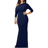 YMDUCH Women's Sexy Elegant Long Sleeve Off Shoulder Bodycon Long Evening Formal Dress