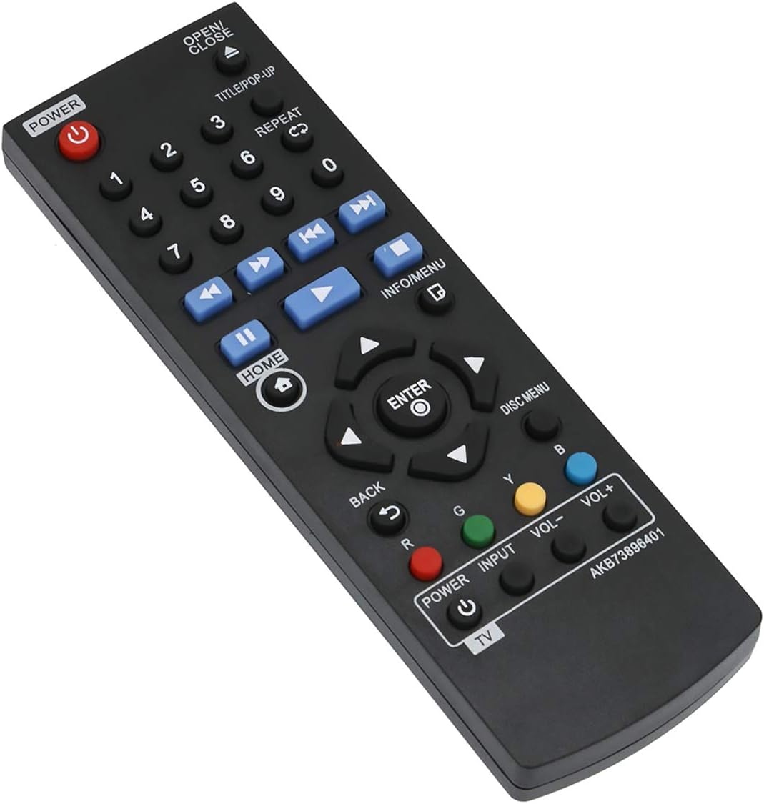 VINABTY AKB73896401 Replacement Remote Control Fit for LG Blue-Ray Disc DVD Player BP240 BP240D BP135 BP300 BP335W BP145 BP155 BP250 BP340 BP350 BPM25