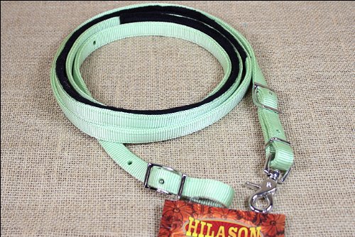 HILASON 5/8in x 8ft MINT NYLON HORSE SPILT CONTEST REIN TACK NICKEL PLATED HARDWARE - Thumbnail 3