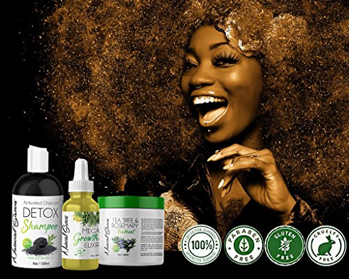 Natural Mini Hair Growth Kit : 3 Pcs Set -Mega Growth Elixir Oil Handmade With Organic Herb & Essential Oils - Thinning Hair Made in USA