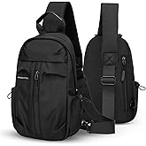 VERSATTA Small Sling Crossbody Backpack with RFID Pocket, Adjustable Shoulder Bag for Men Women, Lightweight One Strap Backpack for Hiking, Mini Travel Crossbody Bags for Women Chest Bag with USB Port