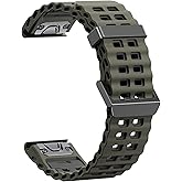 Quickfit 26mm Watch Bands for Garmin Fenix 8 51mm/7X/6X/5X, Sports Ocean Silicone Bands Compatible with Garmin Fenix 8 Pro 51mm/7X Pro/6X Pro/5X Plus/3/3HR/Descent MK1/MK2i Smartwatches