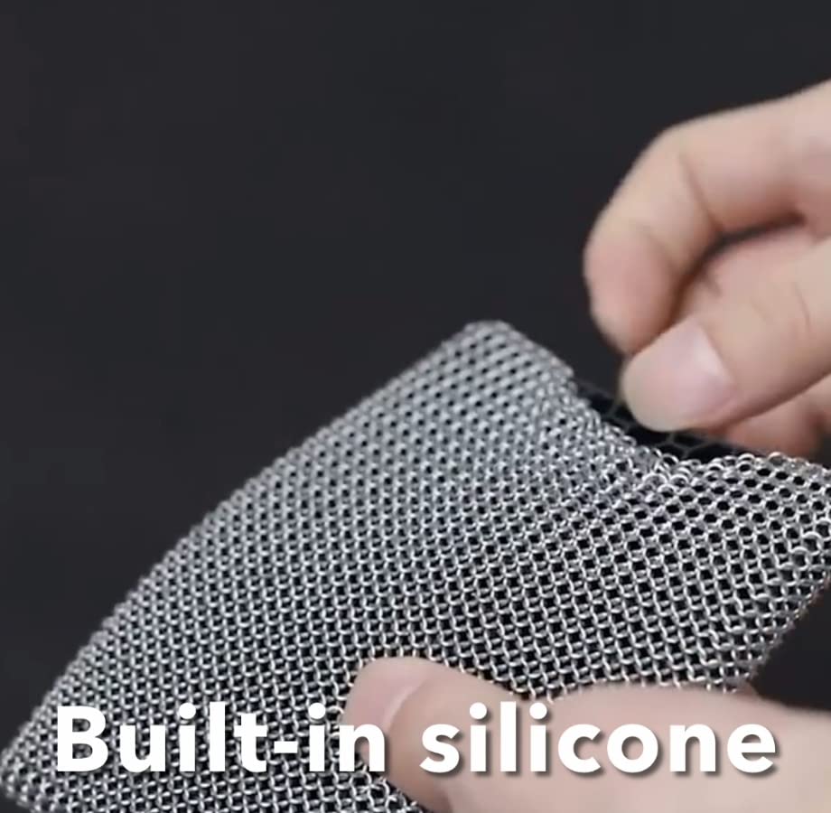 ERGONOW Cast Iron Cleaner Chainmail Scrubber Fine Ring 316 Stainless