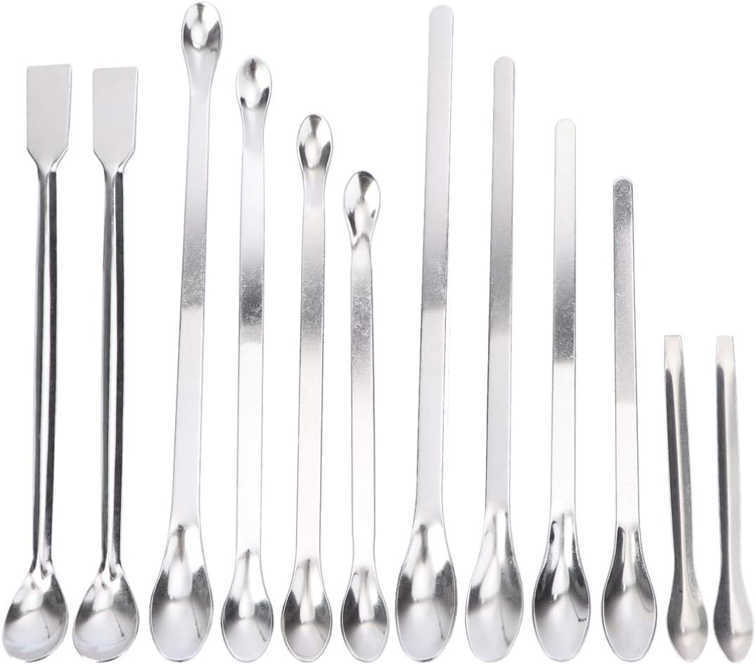 Hemobllo 12pcs Stainless Steel Lab Spoons Micro Laboratory Spoons