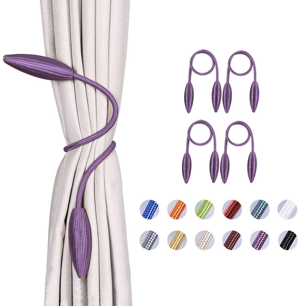 Pretty Jolly 4 Pack DIY Twist Curtain Tiebacks Creative Decorative Drape Tie Backs European Style Random Modelling Curtain Holdbacks for Home & Office Window Blackout & Sheer Drapery (Purple)