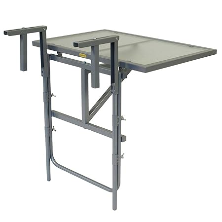 Gartenmoebel Balkonhängetisch SIZILIEN 60x40cm, Stahl Silber Glas Balkon Hängetisch Tisch Balkonmöbel