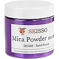SEISSO Mica Powder - 3.5oz/100g Solid Purple Natural Epoxy Resin Dye Color Pigment Powder for Soap Making, Slime, Nail, Paint, Bath Bomb Colorant