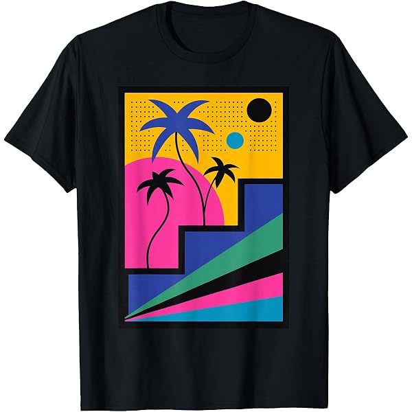 Amazon.com: Geometric Pattern 80s 90s Memphis Style T-Shirt