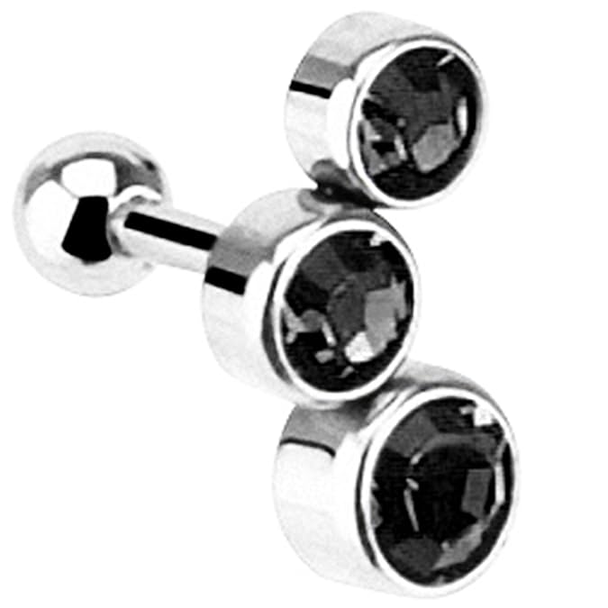 Piersando Tragus Helix Ohr Piercing Cartilage Knorpel Stab Stecker 316 L Chirurgenstahl mit 3 Zirkonia Kristall Rund