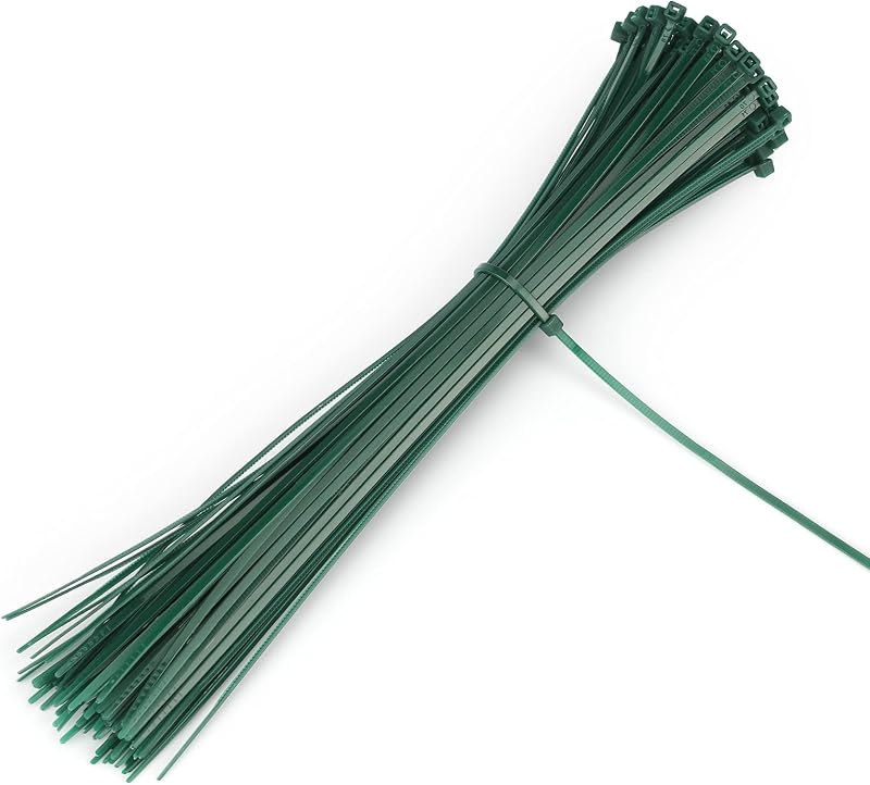 KINGLAKE 100 Pcs 200x2.5mm Self-Locking Garden Cable Ties Green Nylon