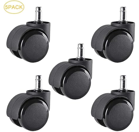 Office Chair Caster Wheels Set Of 5 Heavy Duty Safe For All Floors Including Hardwood Perfect Replacement For Desk Floor Mat Rollerblade Style W Universal Fit Amazon Ae