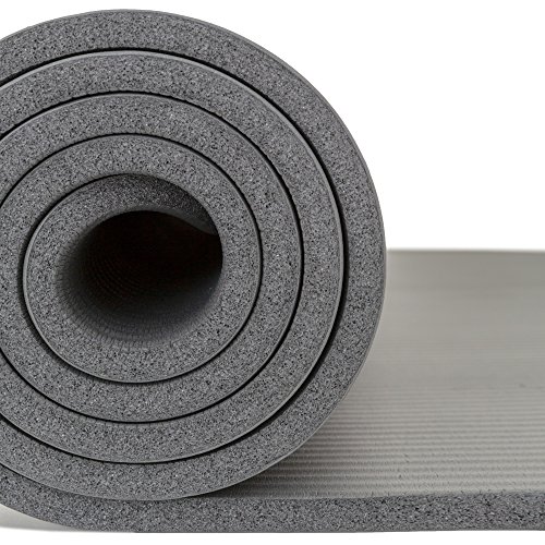 Incline Fit Extra Thick Exercise Mat w/Carrying Strap - Non Slip & Comfortable Workout Mat for Yoga, Pilates, Stretching, Meditation, Floor & Fitness Exercises, Elephant Gray - Thumbnail 4