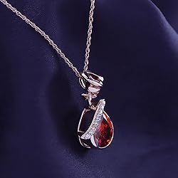AFFY White CZ & Simulated Red Garnet Bezel Setting