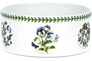 Portmeirion Botanic Garden 8-inch Soufflé Dish - Assorted Florals Motif, Porcelain Bakeware with Chip-Resistant Glaze - Oven,