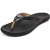 OLUKAI Honu Women's Beach Sandal, Soft & Comfortable Full-Grain Leather, Easy Slip-On Flip-Flops, Everyday, All-Day Comfort & Style