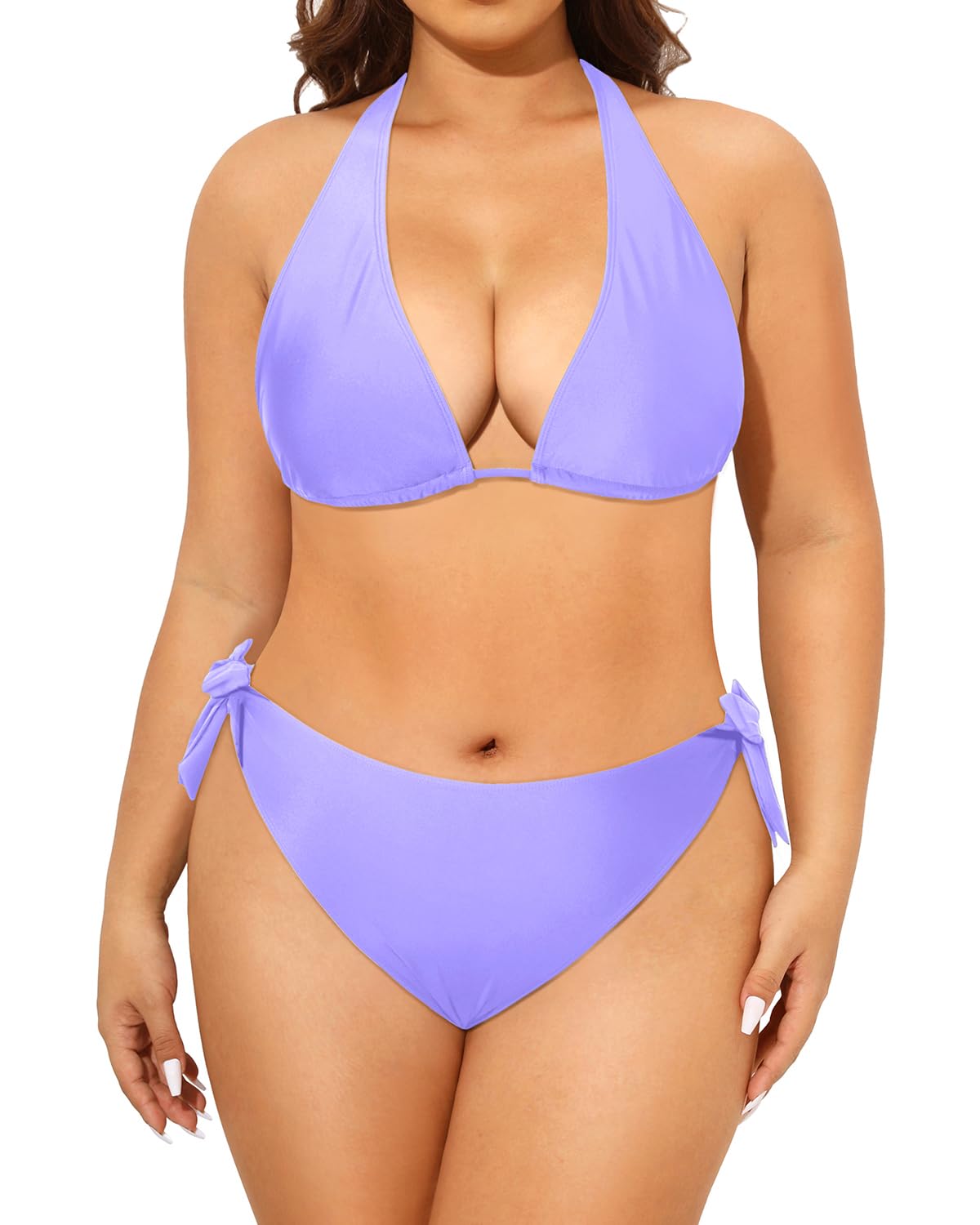 Tempt Me Women Lavender Plus Size Triangle Bikini