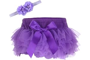 elamccor Baby Girls'Tutu Bloomers Newborn Toddler Cotton Tulle Ruffle Diaper Covers with Bow 0-24 Months