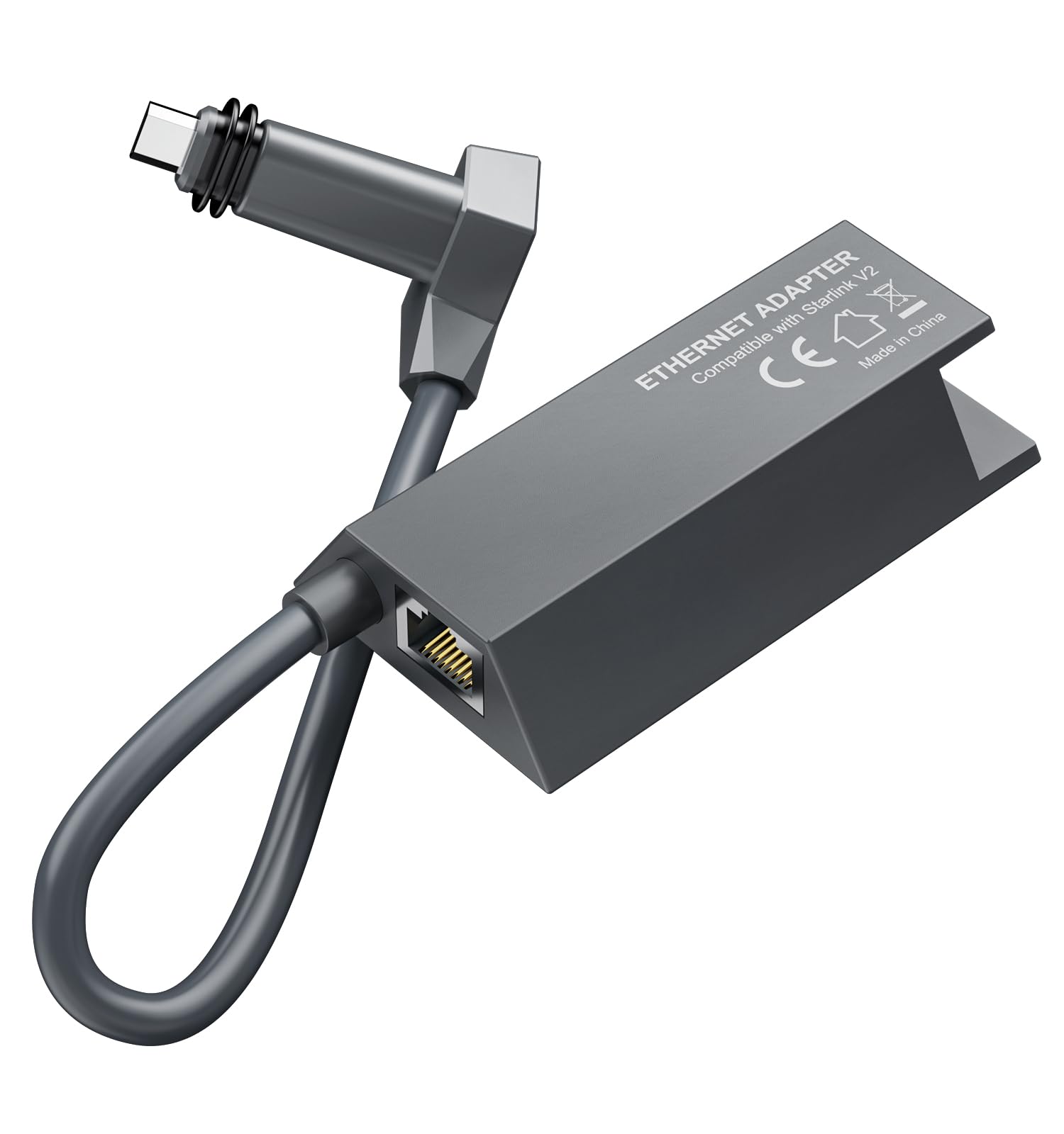 Adaptateur Ethernet Pour Starlink Gen 2 - Connexion RJ45 Gigabit 1000 Mbps, Câble 1 M - Compatible Rectangle V2 (actuated)