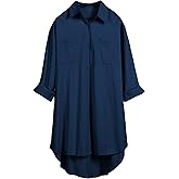 Bianstore Women's Oversized Linen Shirts Blouses Tops Long Sleeve High Low Button Up Shirts