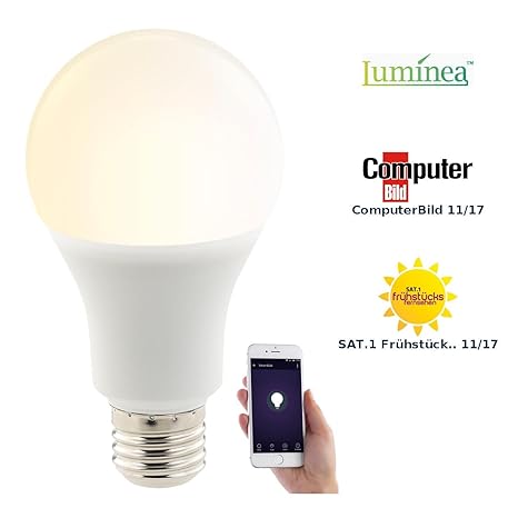 Luminea Home Control WiFi Lampe: WLAN-LED-Lampe, komp. zu Amazon Alexa & Google Assistant, E27, CCT (WLAN Glühbirnen)