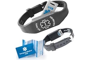 UNIVERSAL MEDICAL DATA Elite II USB Medical Bracelet: Hypoallergenic Silicone Wristband 2GB USB Waterproof Flash Drive Emergency Medical Card. Complimentary Access PHR (Personal Health Record)