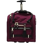 Steve Madden Designer 15 Inch Carry on Suitcase- Small Weekender Overnight Business Travel Luggage- Lightweight 2- Rolling Spinner Wheels Under Seat Bag for Women (Peek-A-Boo Purple)