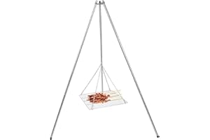 REDCAMP Campfire Tripod Grill for Cooking, Durable Stainless Steel Camping Fire Tripod Grill with Grill Grate and Carrying Ba