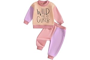 WZTYYDS Toddler Baby Girl Clothes 1T 2T 3T 4T 5T Fall Winter Outfits Contrast Color Long Sleeve Sweatshirt + Pants Sets